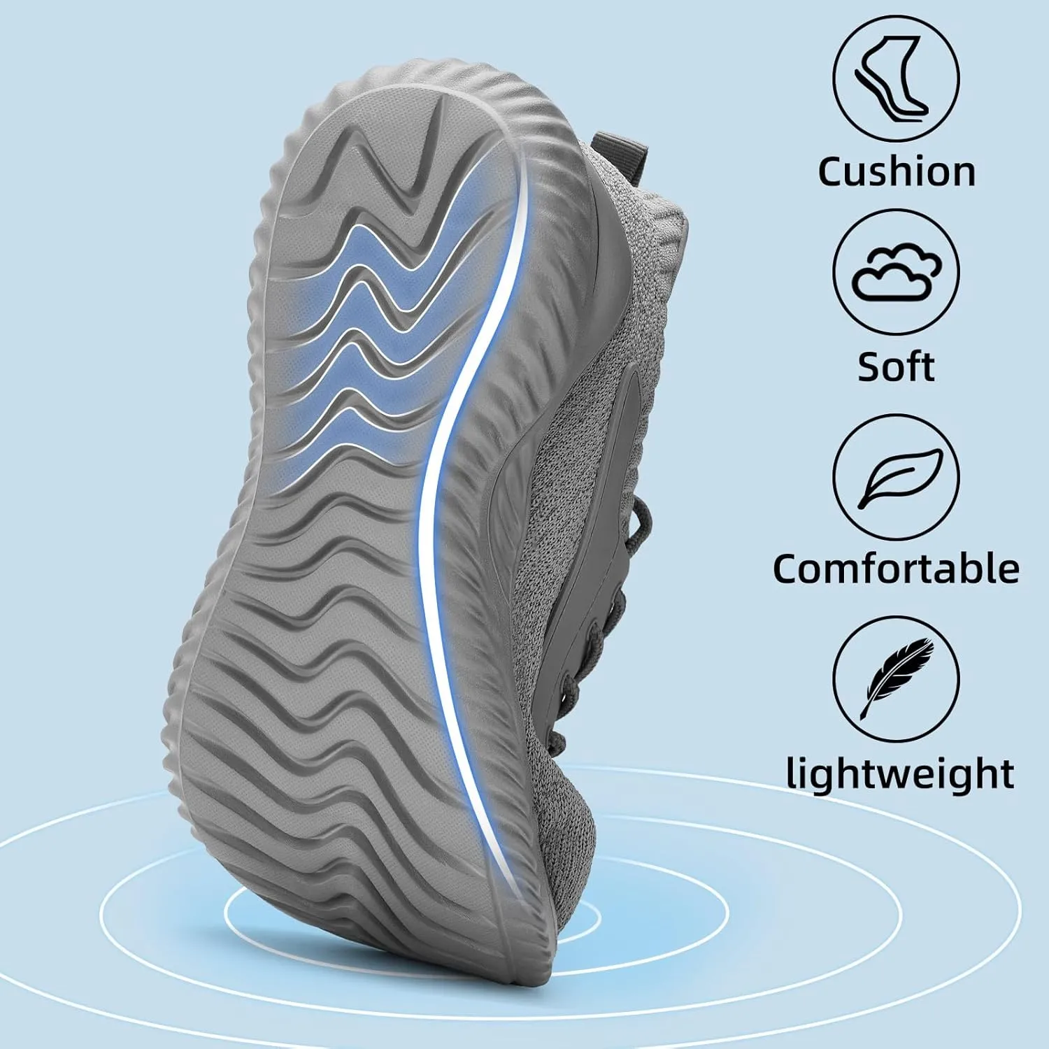SDolphin Walking Shoes for Mens Sneakers - Slip on Athletic Running Tennis Shoes Comfortable Memory Foam Workout Gym Jogging Indoor Outdoor Lightweight Breathable Casual Sneakers