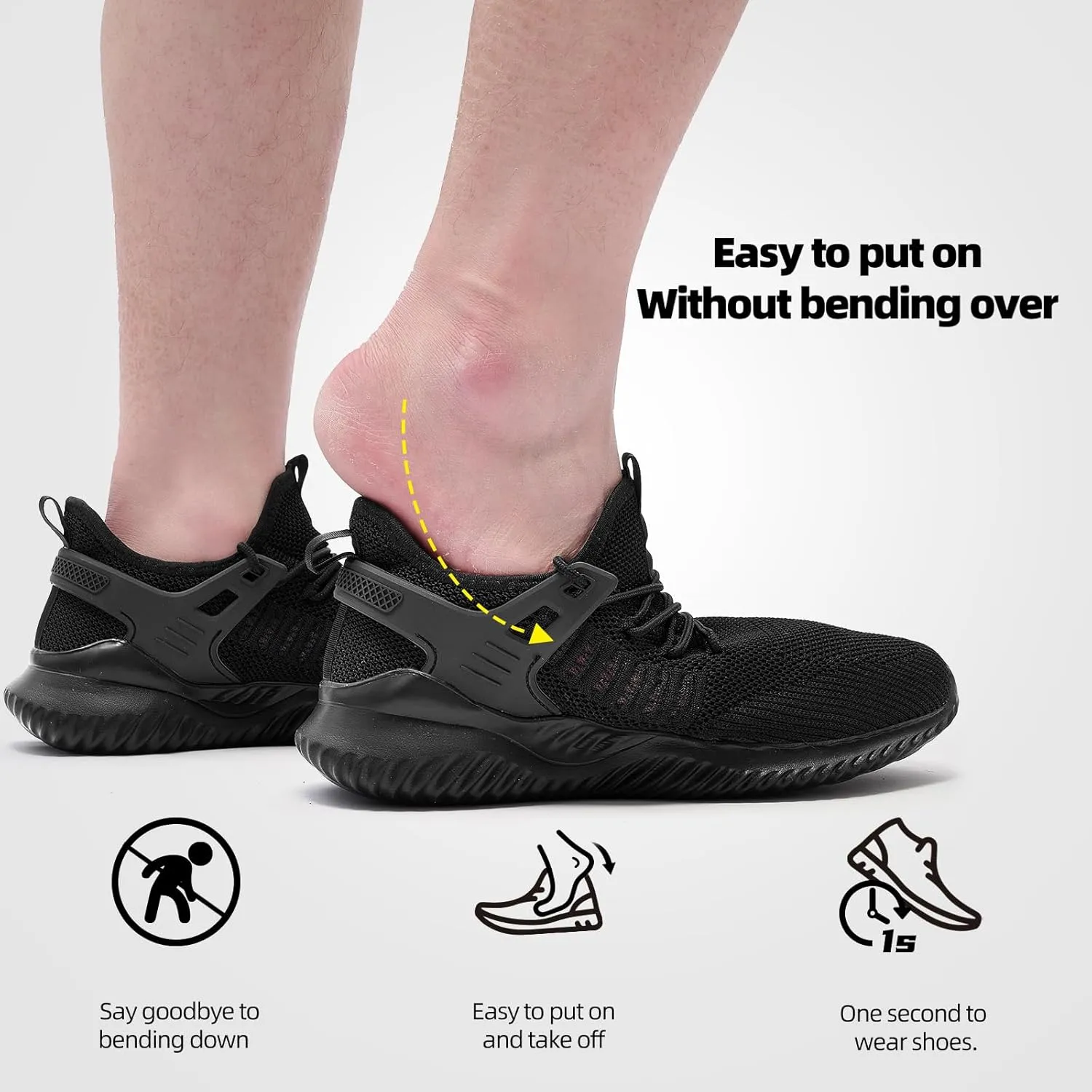 SDolphin Walking Shoes Mens Sneakers - Slip on Memory Foam Tennis Running Shoes for Athletic Workout Gym Jogging Lightweight Breathable Casual Sneakers