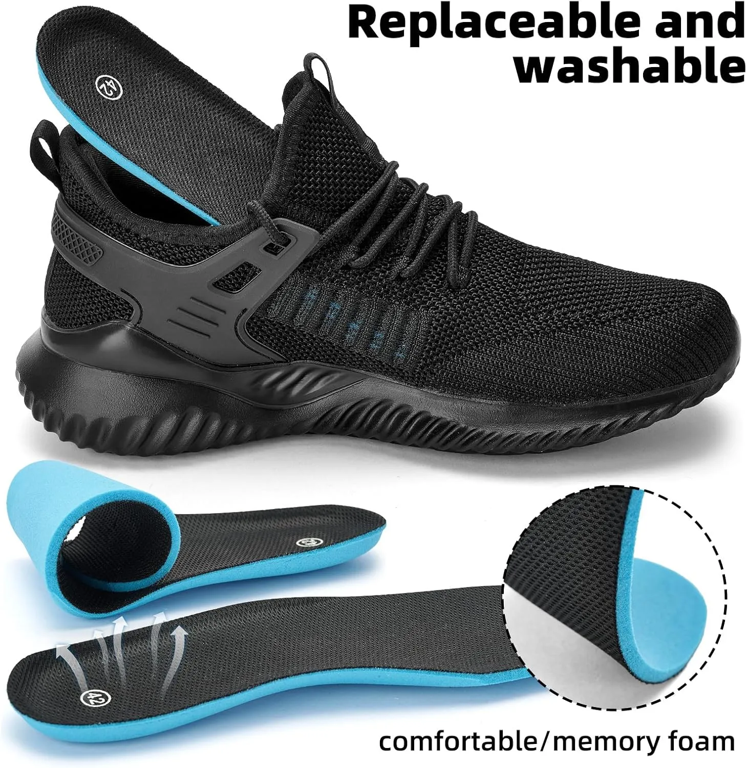 SDolphin Walking Shoes Mens Sneakers - Slip on Memory Foam Tennis Running Shoes for Athletic Workout Gym Jogging Lightweight Breathable Casual Sneakers