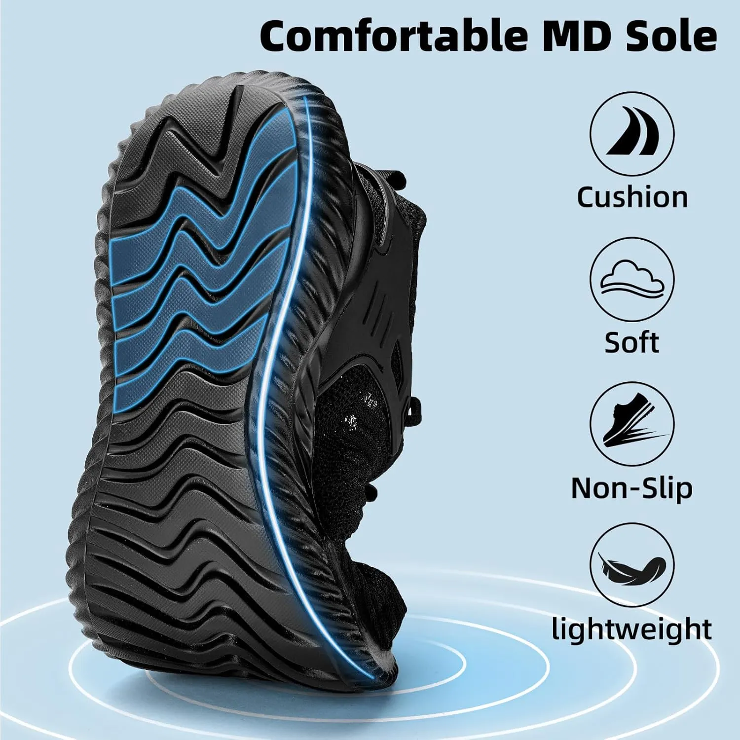 SDolphin Walking Shoes Mens Sneakers - Slip on Memory Foam Tennis Running Shoes for Athletic Workout Gym Jogging Lightweight Breathable Casual Sneakers