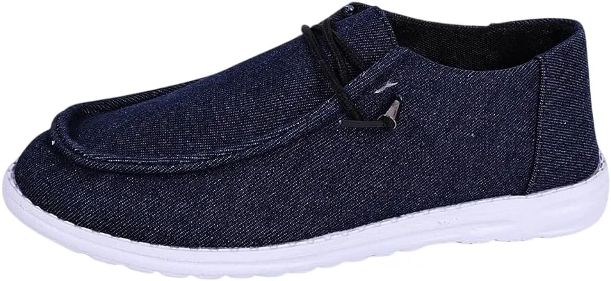 Shesnugin|Women's Black Fabric Slip On Casual Loafers Comfortable Lightweight Breathable Canvas Lace-Up Walking Flat Boat Shoes Ultralight Sole Wide Deck Shoes for Work and Traveling