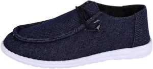 Shesnugin|Women's Black Fabric Slip On Casual Loafers Comfortable Lightweight Breathable Canvas Lace-Up Walking Flat Boat Shoes Ultralight Sole Wide Deck Shoes for Work and Traveling