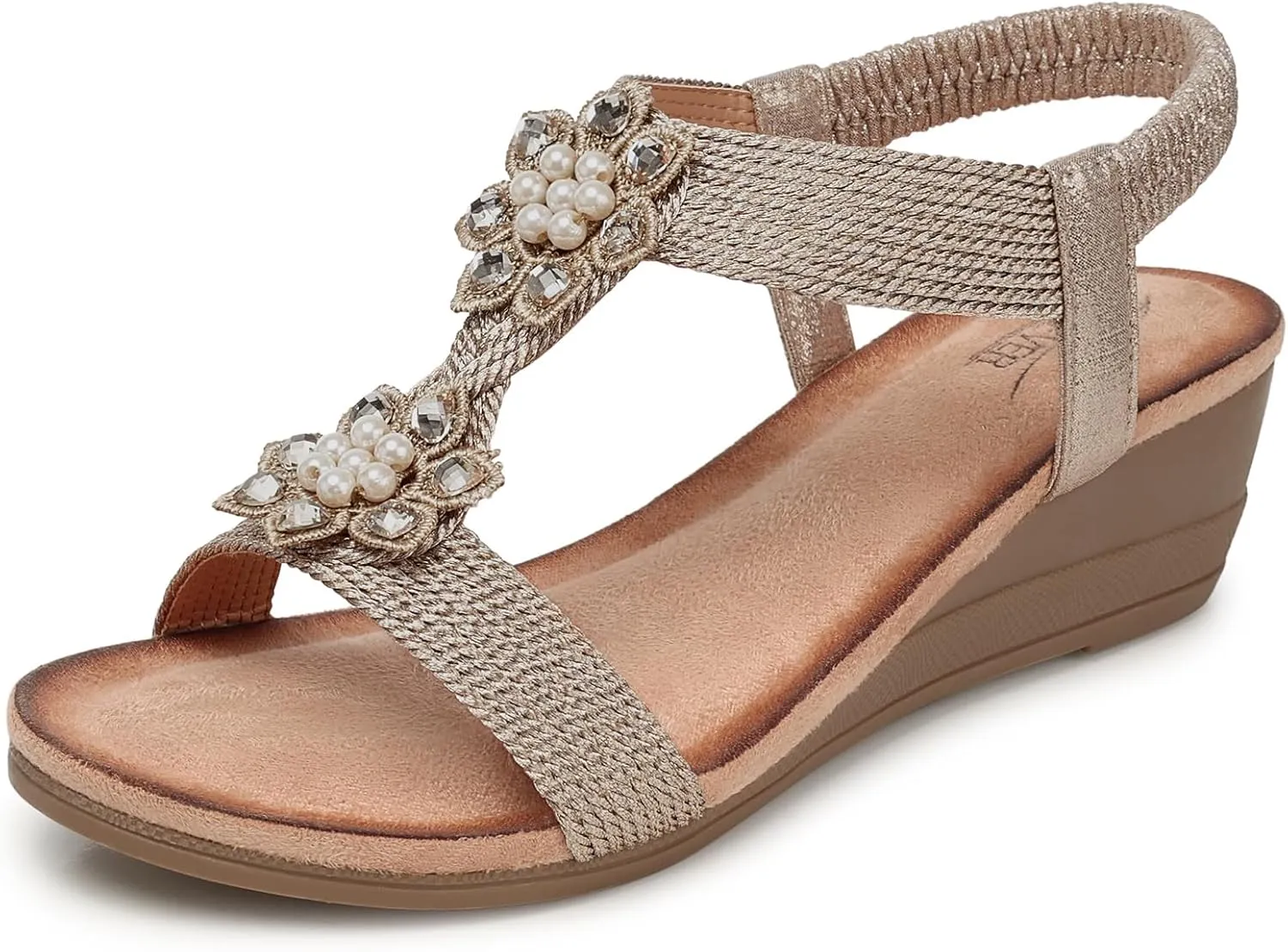 SHIBEVER Wedge Sandals for Women Dressy: Summer Low Wedges Comfortable Open Toe Sandals