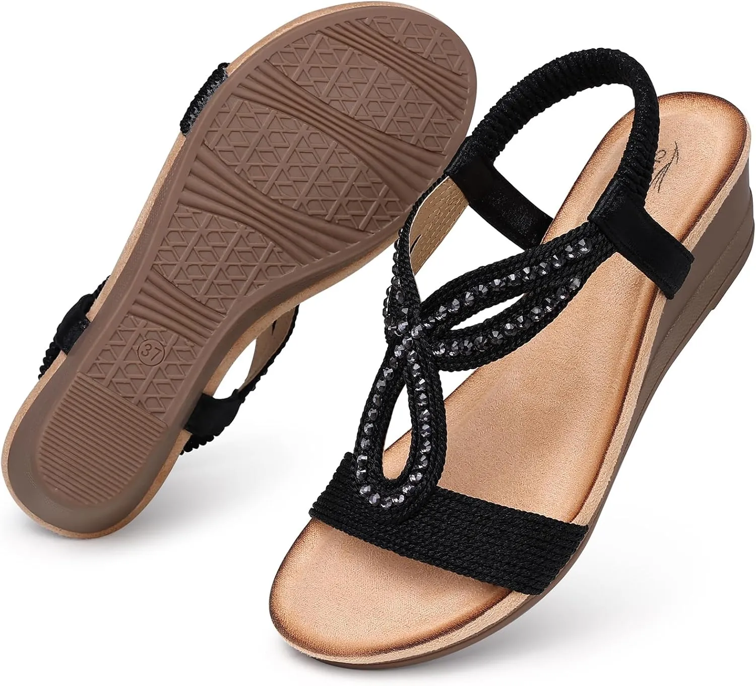 SHIBEVER Wedge Sandals for Women Dressy: Summer Low Wedges Comfortable Open Toe Sandals