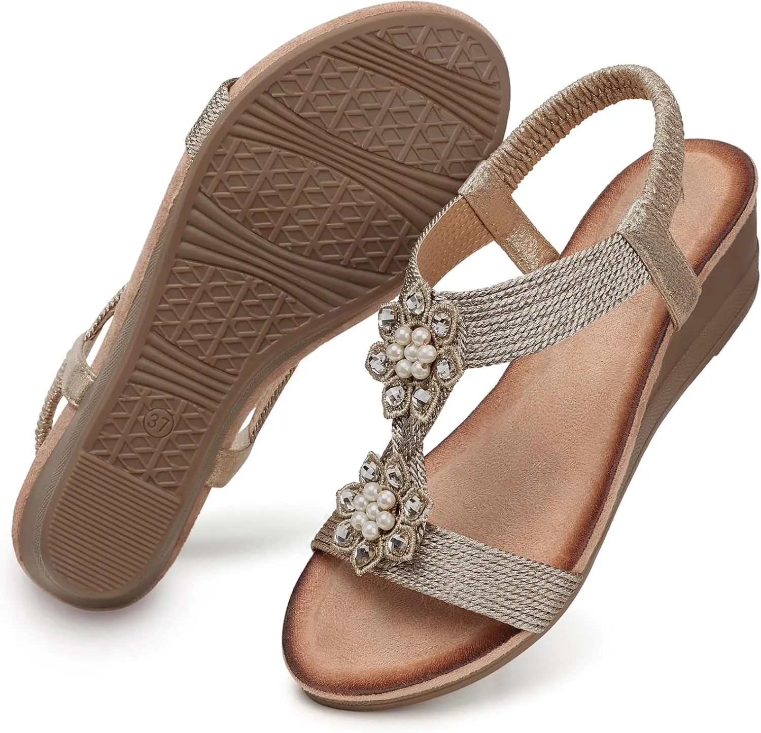 SHIBEVER Wedge Sandals for Women Dressy: Summer Low Wedges Comfortable Open Toe Sandals