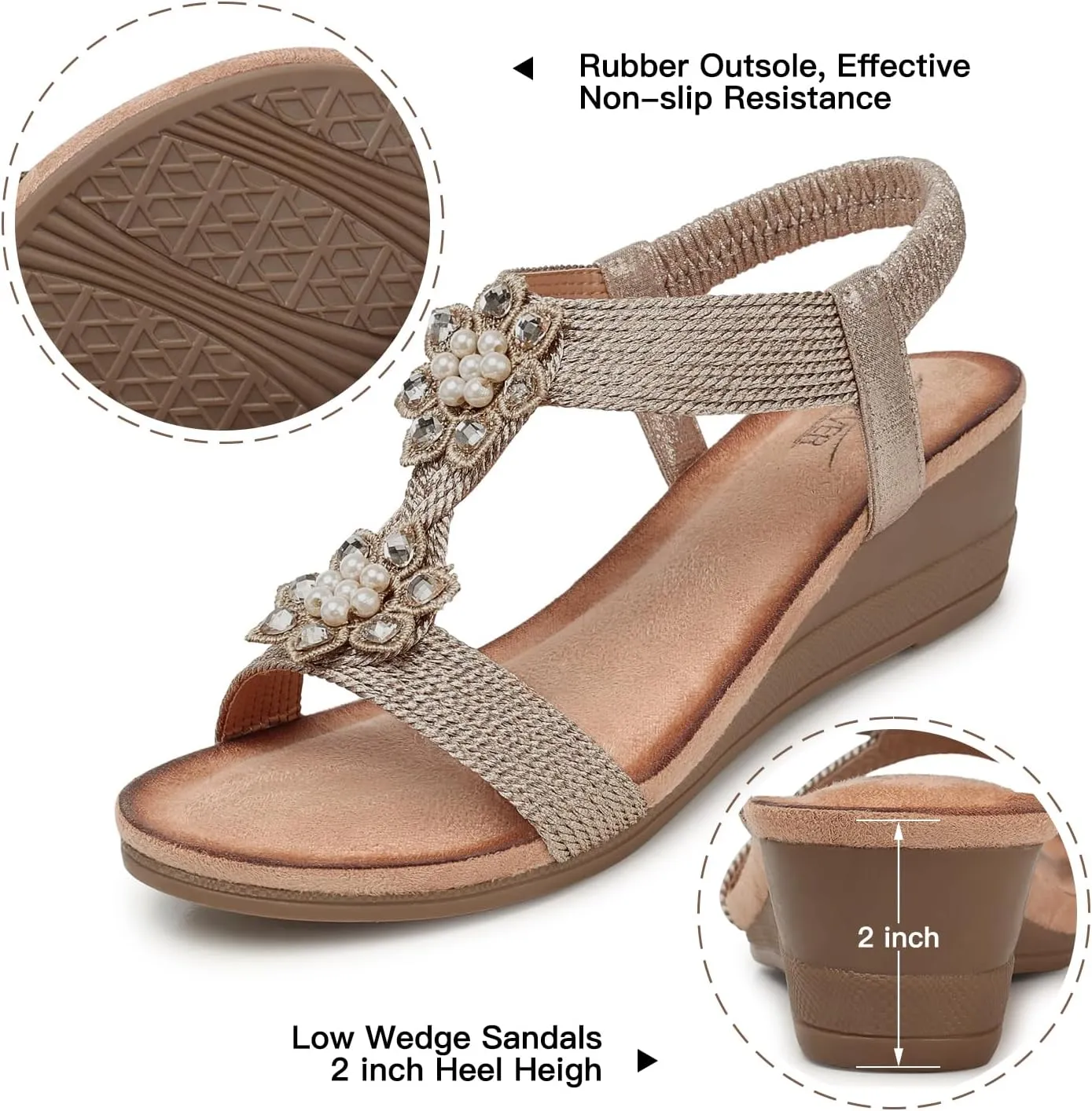 SHIBEVER Wedge Sandals for Women Dressy: Summer Low Wedges Comfortable Open Toe Sandals