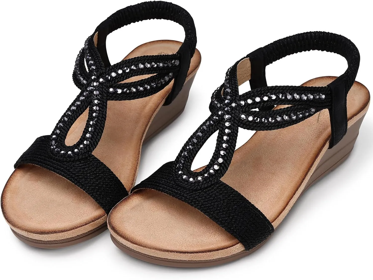 SHIBEVER Wedge Sandals for Women Dressy: Summer Low Wedges Comfortable Open Toe Sandals