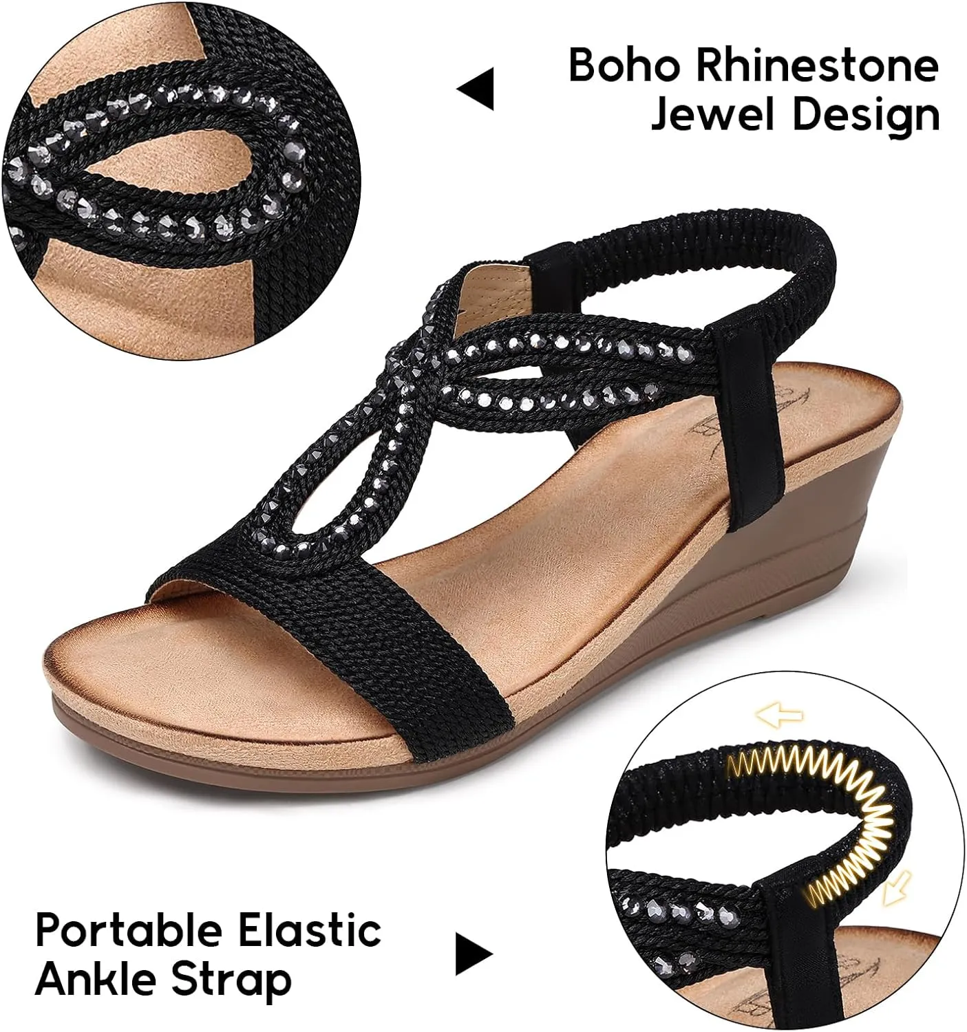 SHIBEVER Wedge Sandals for Women Dressy: Summer Low Wedges Comfortable Open Toe Sandals