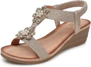 SHIBEVER Wedge Sandals for Women Dressy: Summer Low Wedges Comfortable Open Toe Sandals