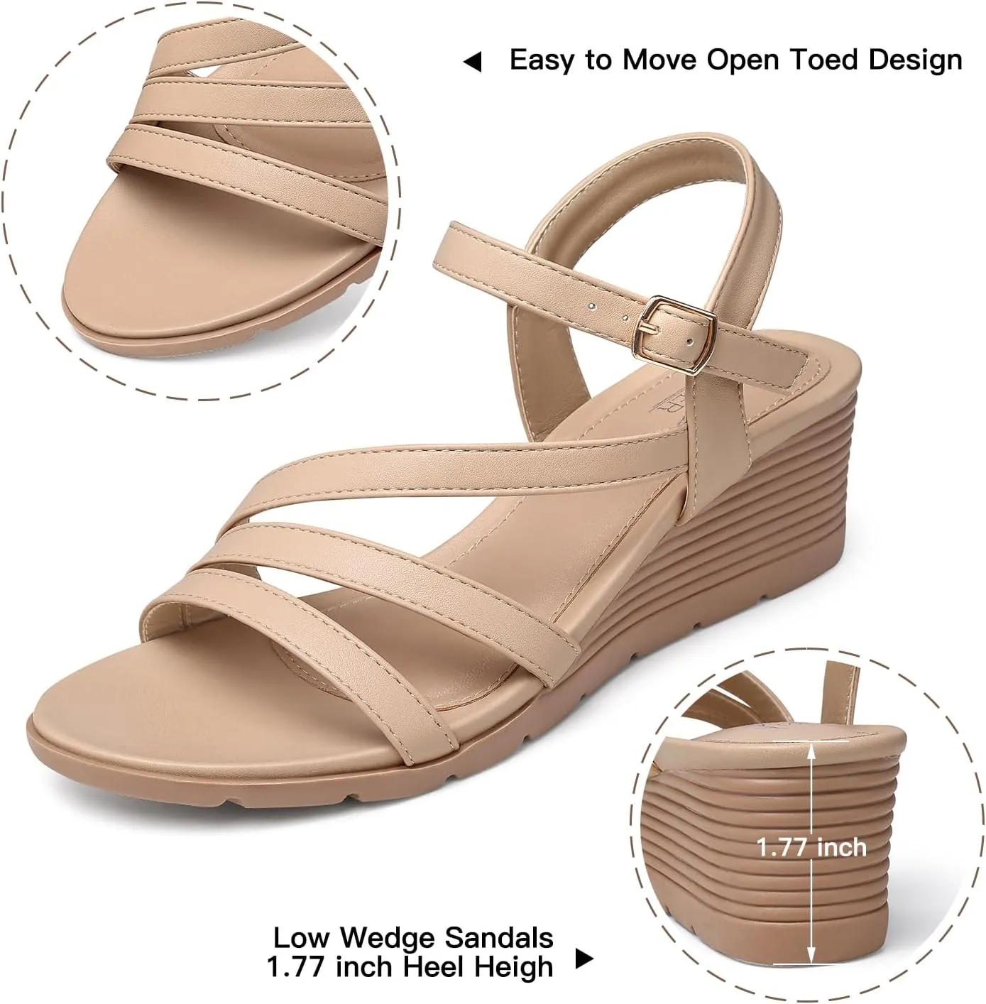 SHIBEVER Wedge Sandals for Women Dressy: Summer Low Wedges Womens Comfortable Open Toe Sandal