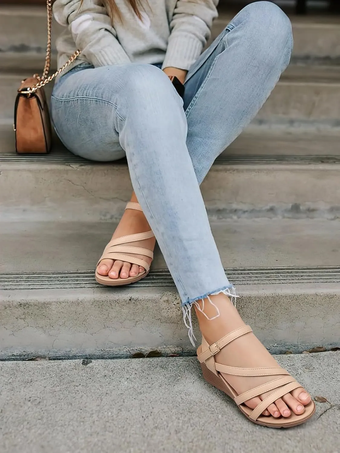 SHIBEVER Wedge Sandals for Women Dressy: Summer Low Wedges Womens Comfortable Open Toe Sandal
