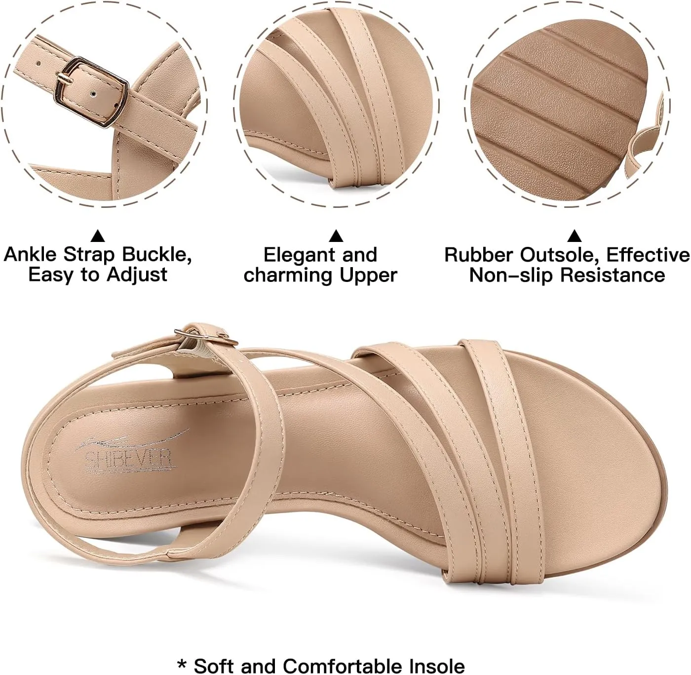SHIBEVER Wedge Sandals for Women Dressy: Summer Low Wedges Womens Comfortable Open Toe Sandal