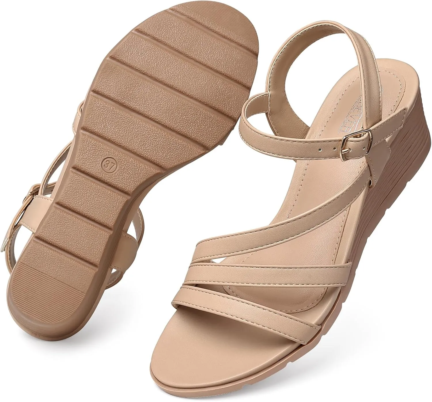 SHIBEVER Wedge Sandals for Women Dressy: Summer Low Wedges Womens Comfortable Open Toe Sandal