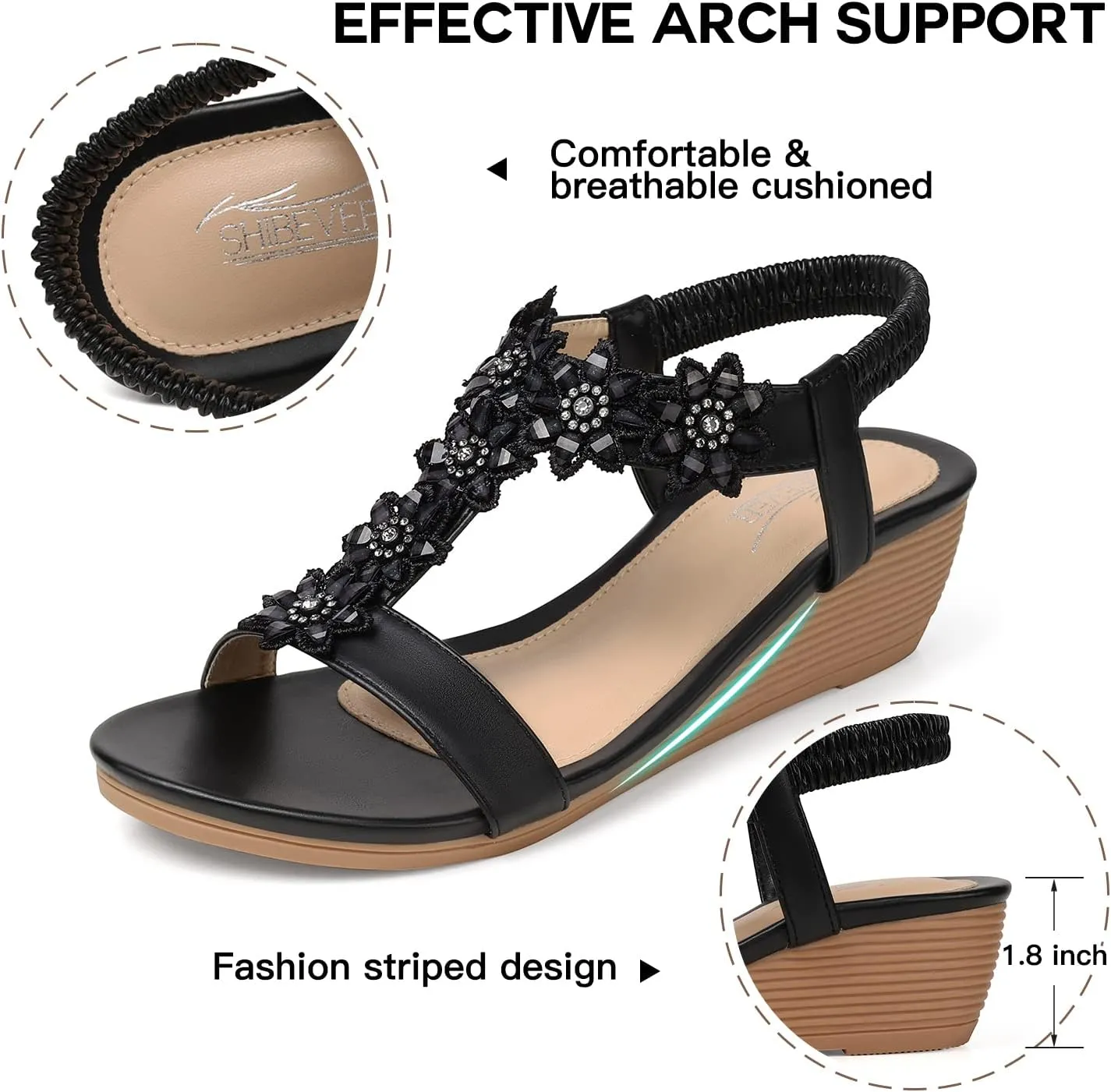 SHIBEVER Wedge Sandals for Women Dressy: Summer Platform Comfortable Low Wedges Womens Sandal