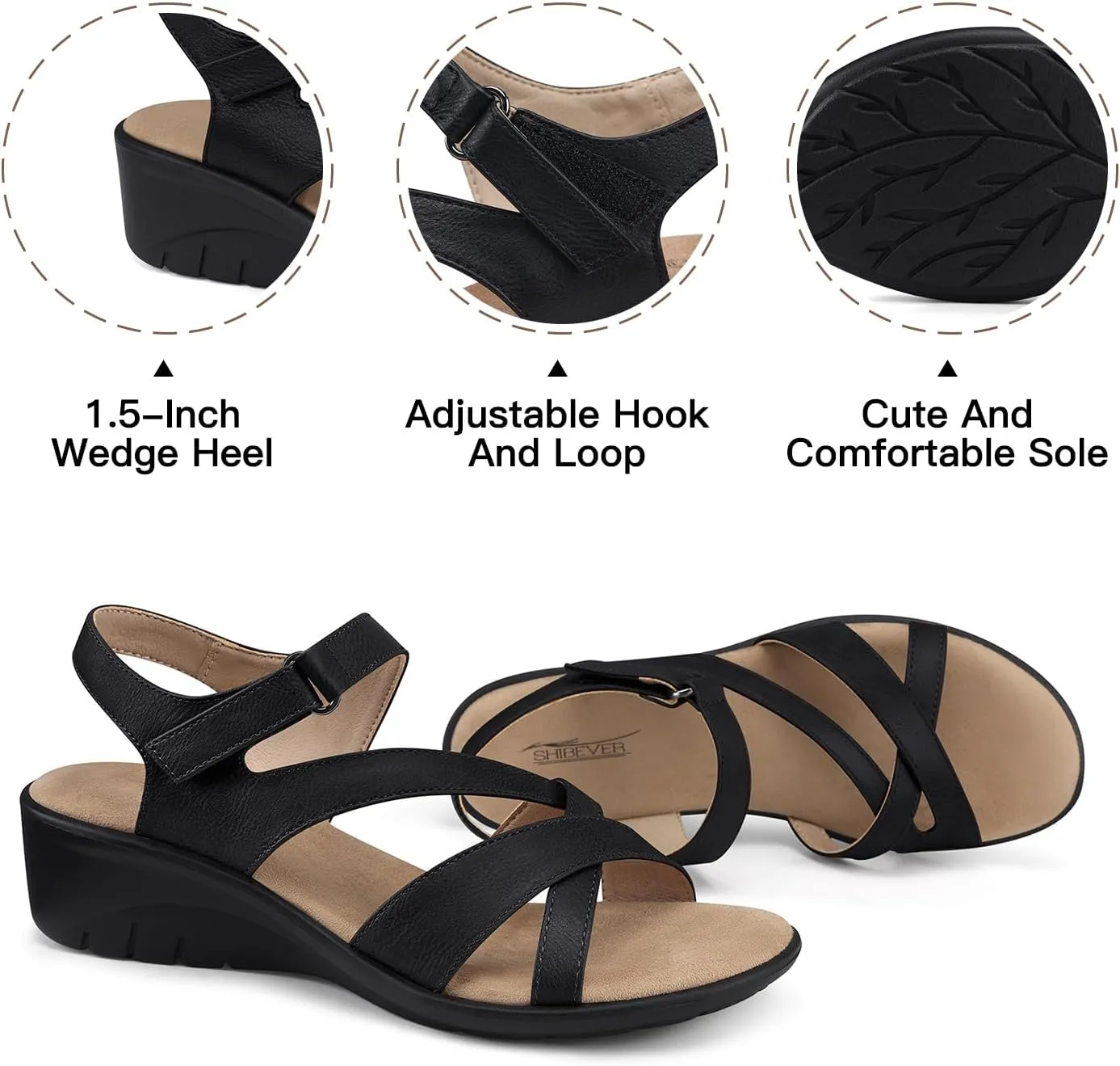 SHIBEVER Wedge Sandals for Women Dressy: Womens Sandals Comfortable - Summer Open Toe Casual Walking Low Wedges