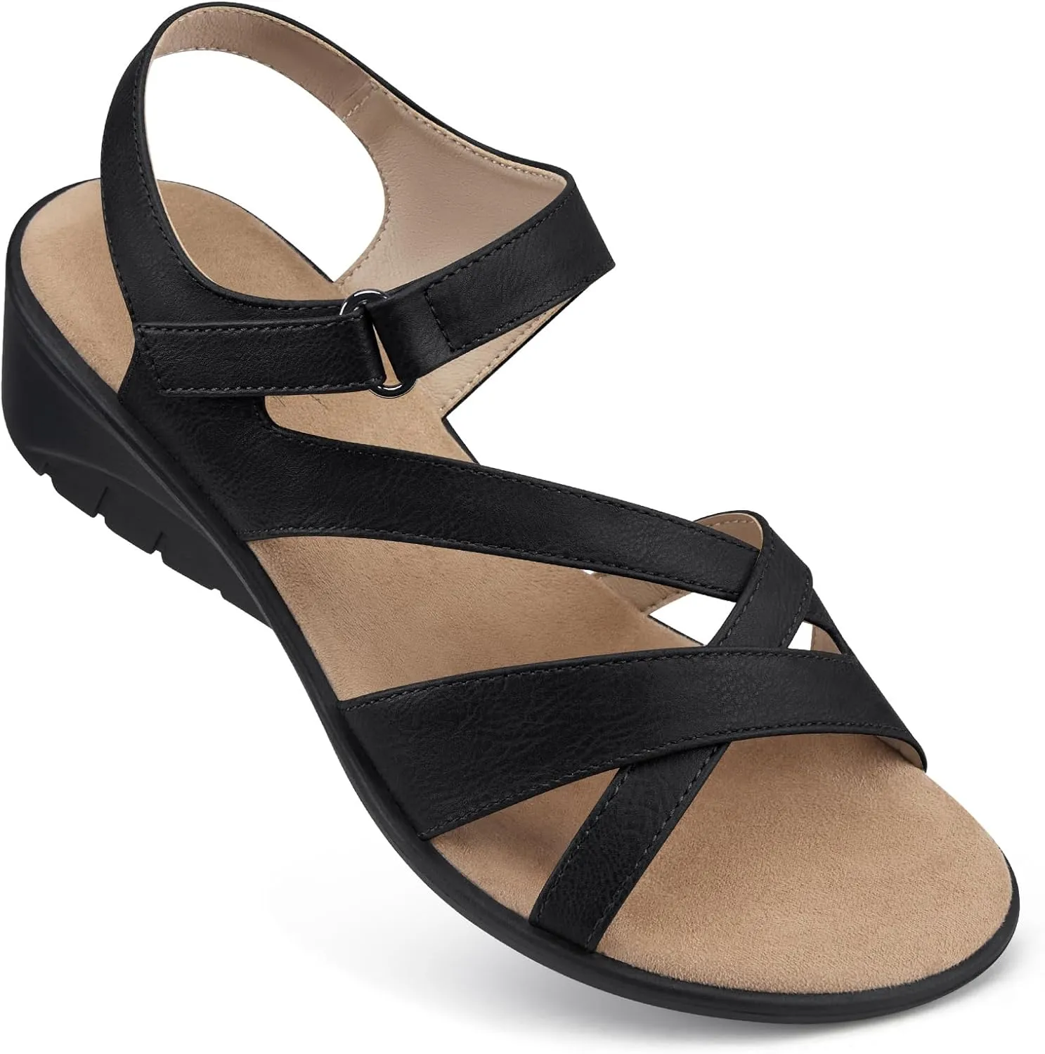 SHIBEVER Wedge Sandals for Women Dressy: Womens Sandals Comfortable - Summer Open Toe Casual Walking Low Wedges