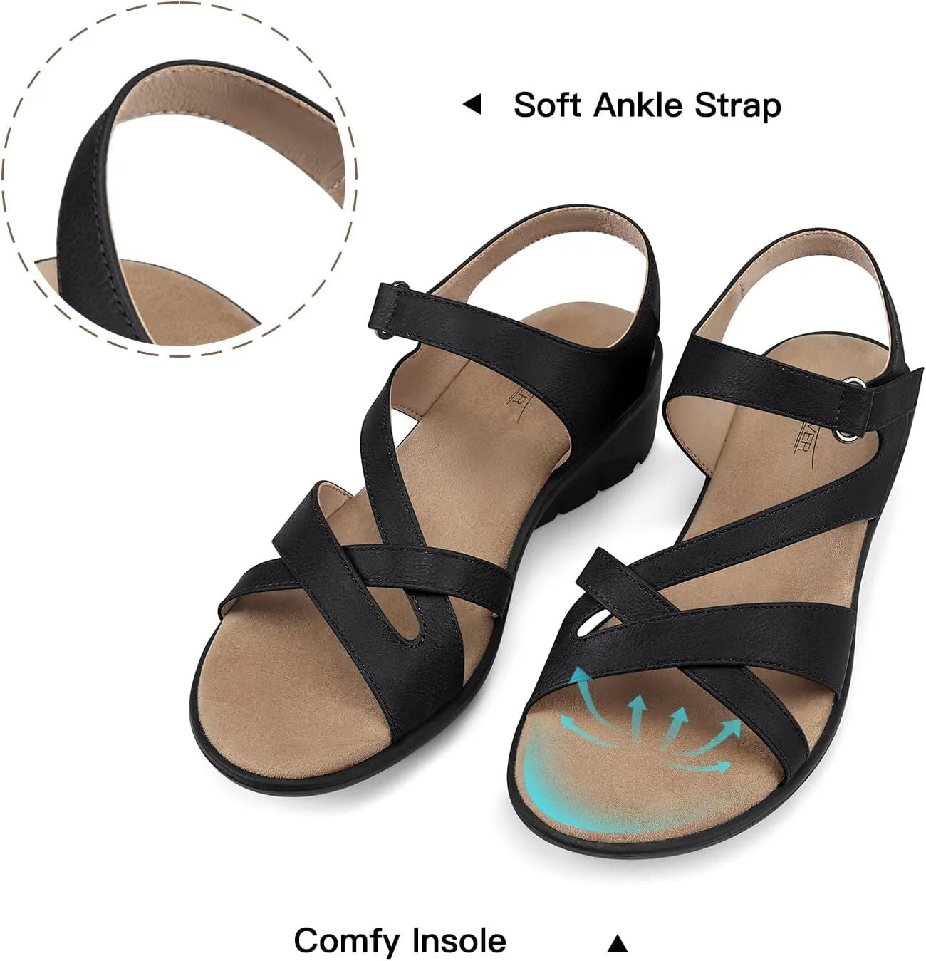 SHIBEVER Wedge Sandals for Women Dressy: Womens Sandals Comfortable - Summer Open Toe Casual Walking Low Wedges