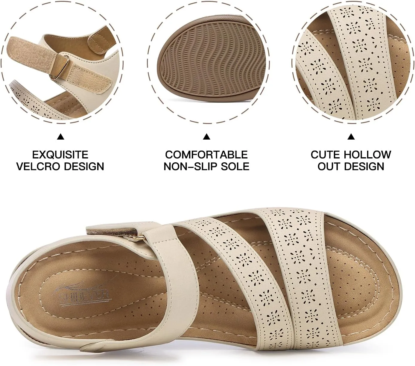SHIBEVER Women's Wedge Sandals Platform: Comfortable Dressy Arch Support Ankle Strap - Summer Open Toe Women Sandals
