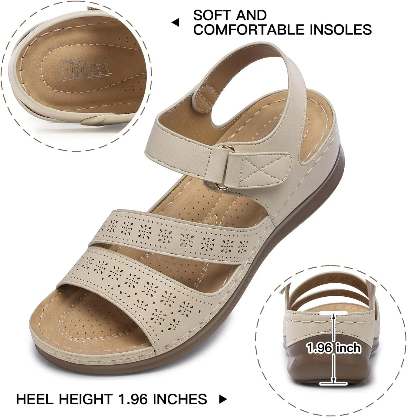 SHIBEVER Women's Wedge Sandals Platform: Comfortable Dressy Arch Support Ankle Strap - Summer Open Toe Women Sandals