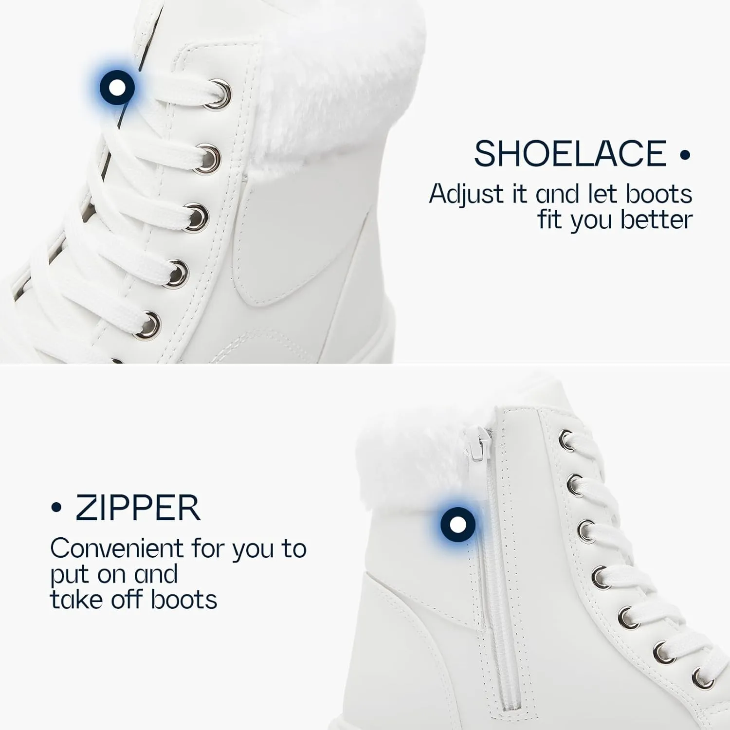 Shupua Winter Ankle Boots for Women Hiking Boots Waterproof Combat Boots Warm Lace Up Boots Snow Bootie Low Heel