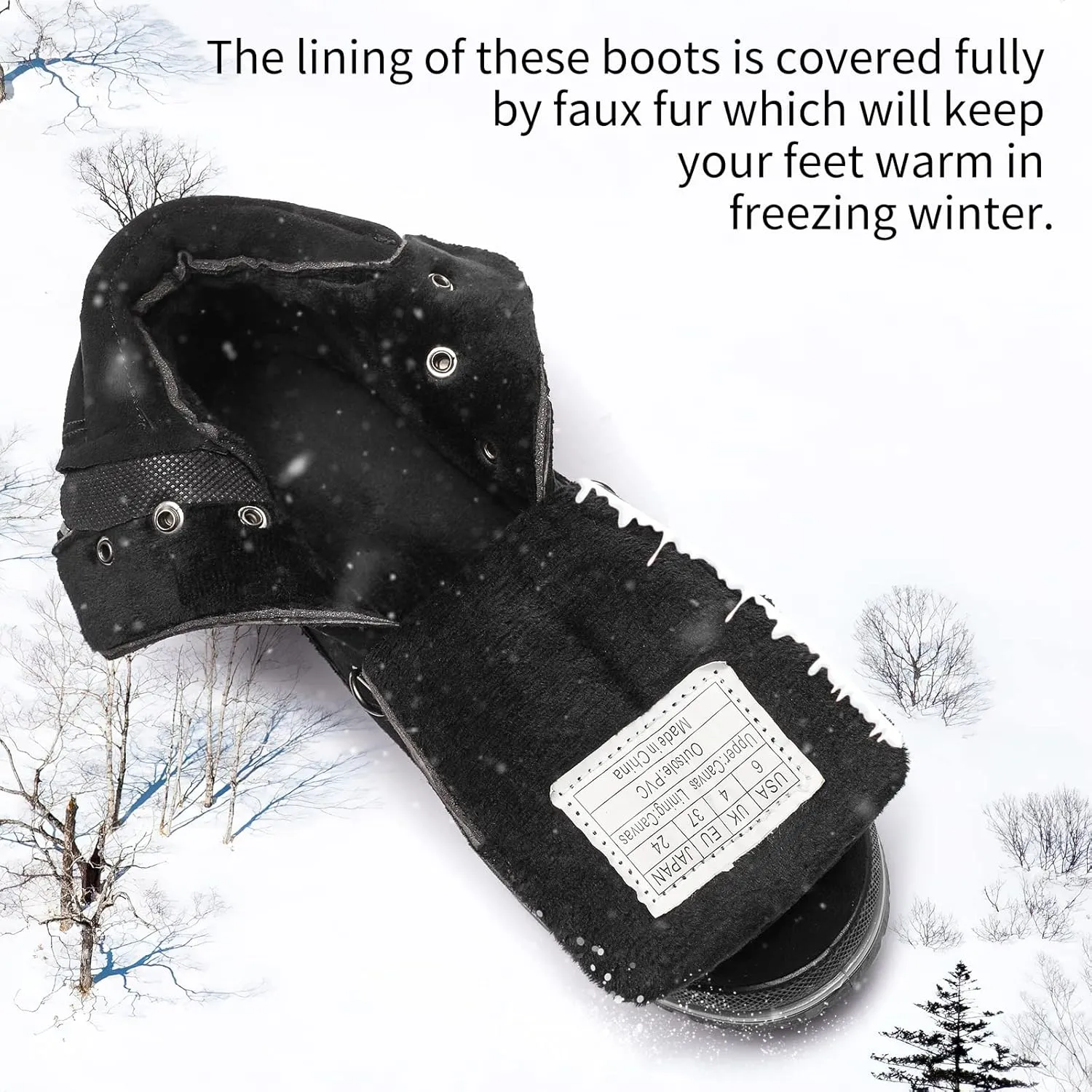 Shupua Women's Ankle Boots Winter Snow boots Fur Lined Warm Booties Girls Snow boot Lace Up Ankle boot