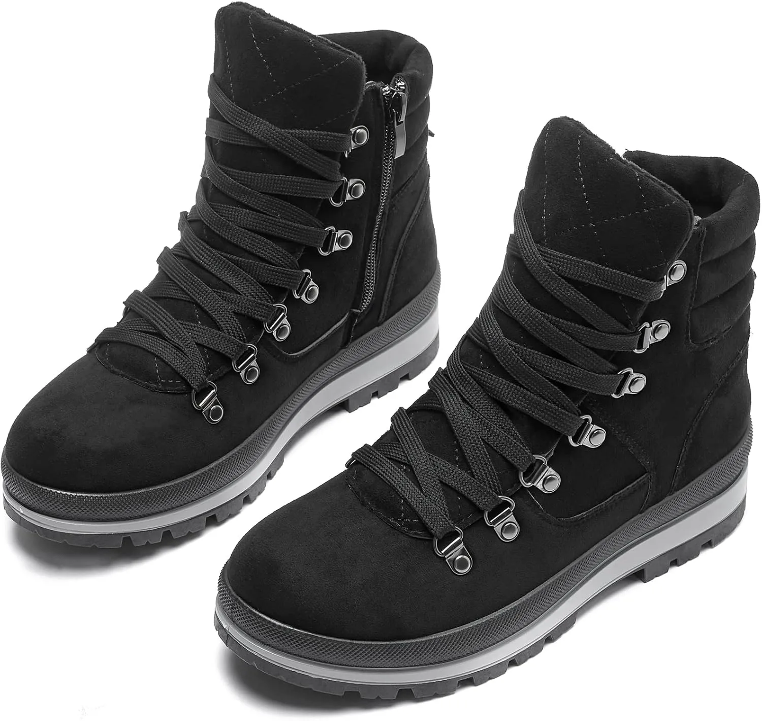 Shupua Women's Ankle Boots Winter Snow boots Fur Lined Warm Booties Girls Snow boot Lace Up Ankle boot