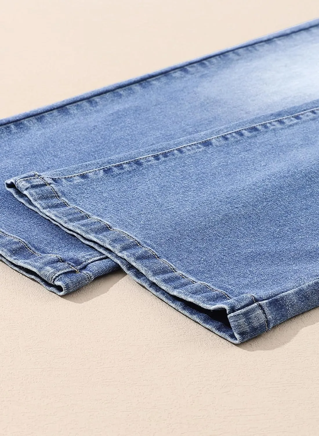 Sidefeel Women's Wide Leg Jeans Casual High Waisted Straight Zimbaplatinum Denim Pants with Pockets