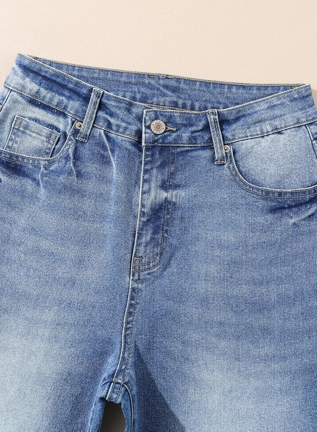 Sidefeel Women's Wide Leg Jeans Casual High Waisted Straight Zimbaplatinum Denim Pants with Pockets