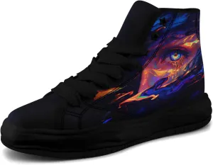 Skull High-Top Canvas Sneakers for Men Women Casual Comfortable Skateboarding Shoes, Gothic Design,Non-Slip Tennis Sneaker