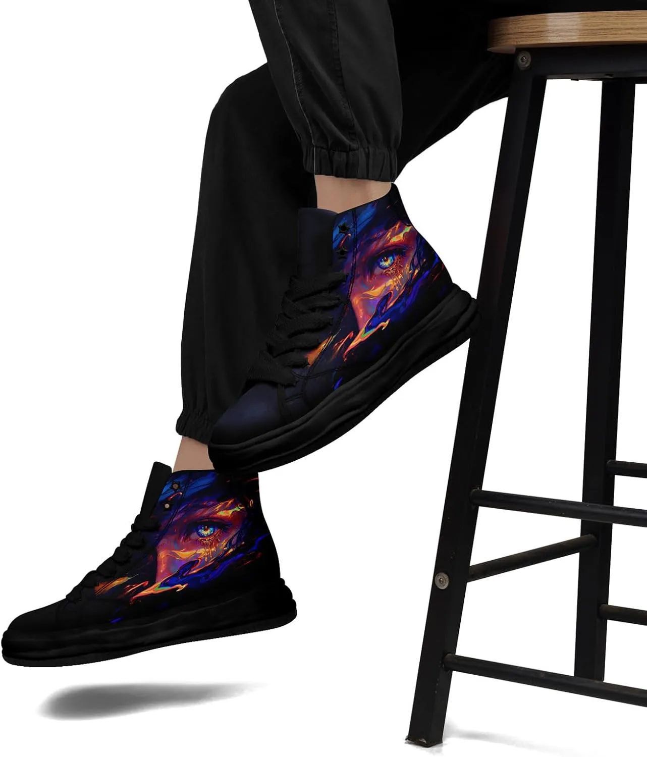 Skull High-Top Canvas Sneakers for Men Women Casual Comfortable Skateboarding Shoes, Gothic Design,Non-Slip Tennis Sneaker