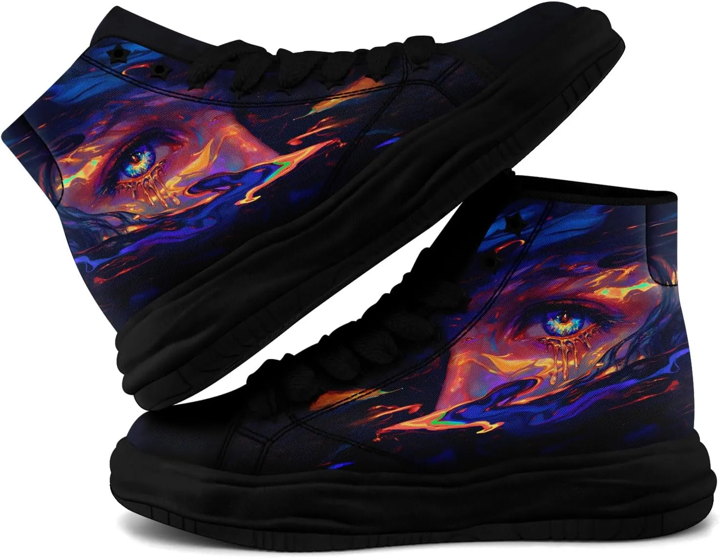 Skull High-Top Canvas Sneakers for Men Women Casual Comfortable Skateboarding Shoes, Gothic Design,Non-Slip Tennis Sneaker