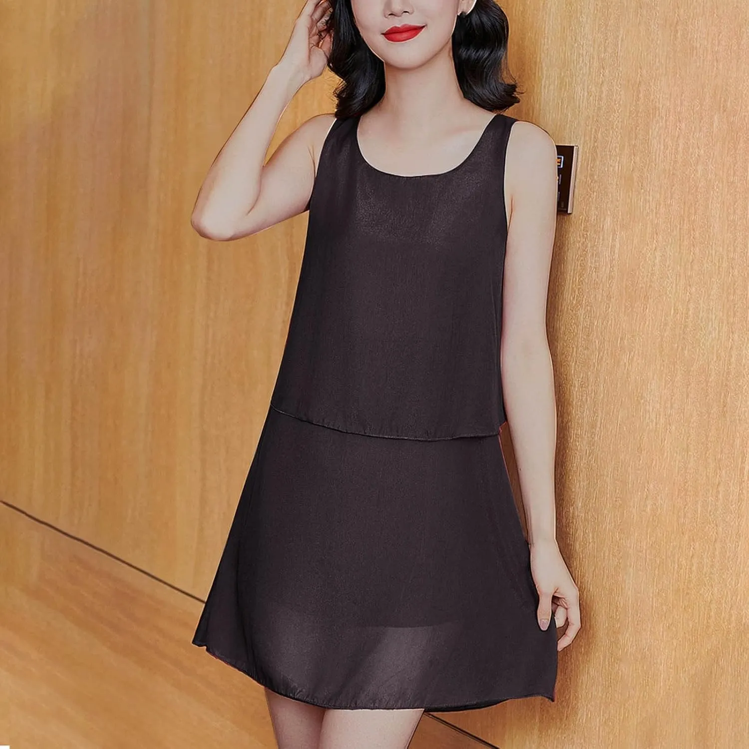 Sleeveless Tank Dress for Women Casual A-Line Loose Fit Flowy Summer Dress Round Neck Casual Wear