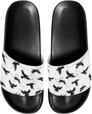 Slide Sandals, Beach Flats for Women, Comfotable Open Toe Non Slip Summer Shoes for Gym, Pool, Camping, Beach