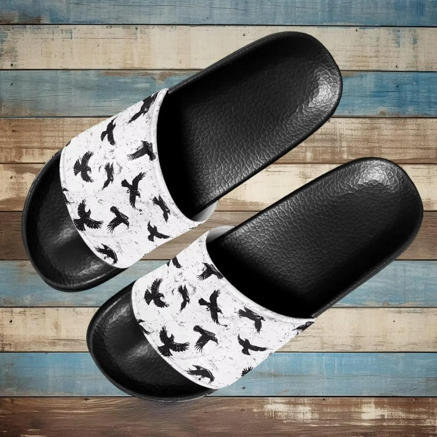 Slide Sandals, Beach Flats for Women, Comfotable Open Toe Non Slip Summer Shoes for Gym, Pool, Camping, Beach