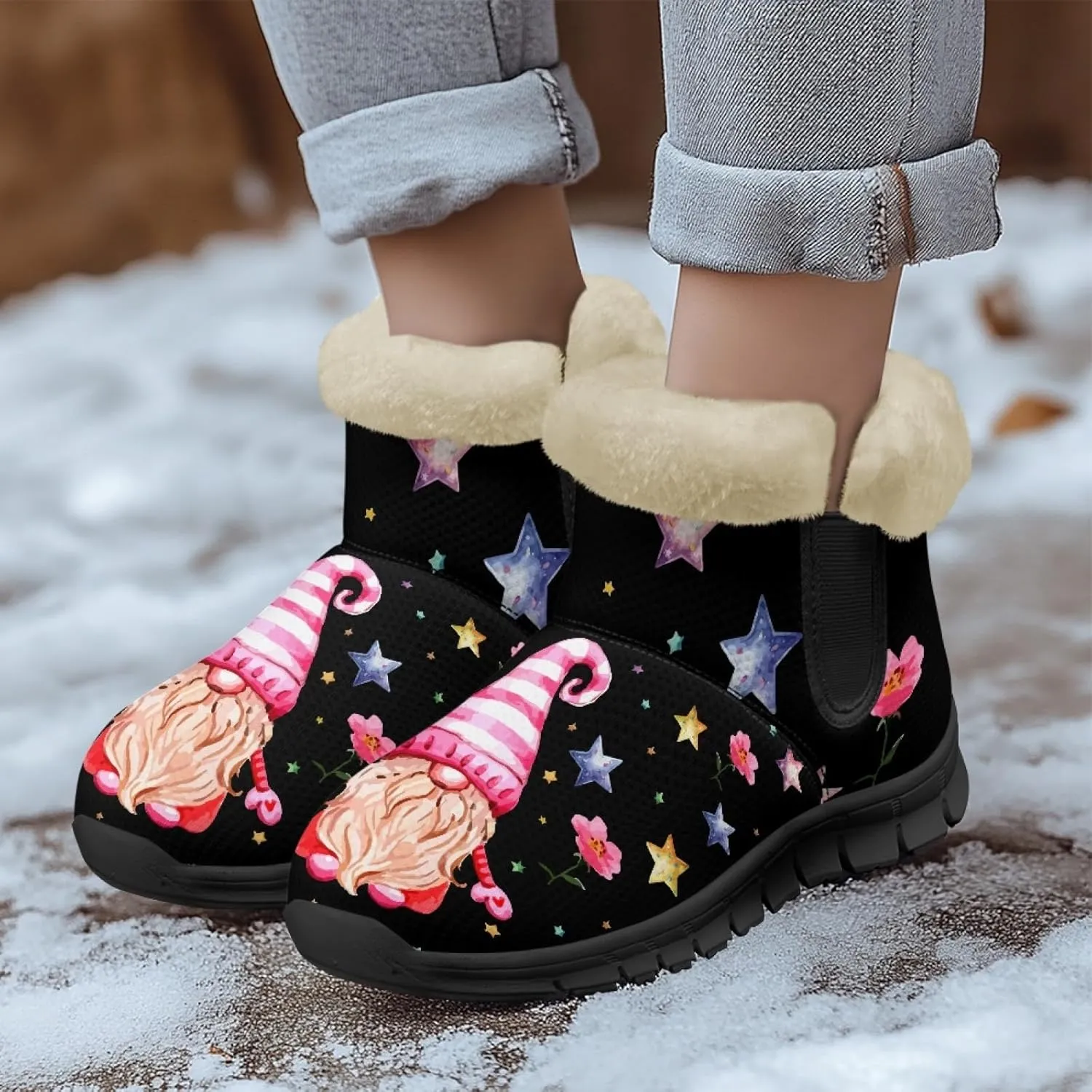 Snow Boots for Women -Fashion Winter Warm Snow Boots Anti-Slip outdoor Furry bootie for men women