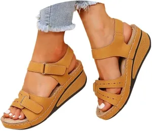Soft & Stylish Wedge Sandals for Effortless Comfort 2025 Leather Orthopedic Walking Platform Sandals Women Wide Wedge Sandal