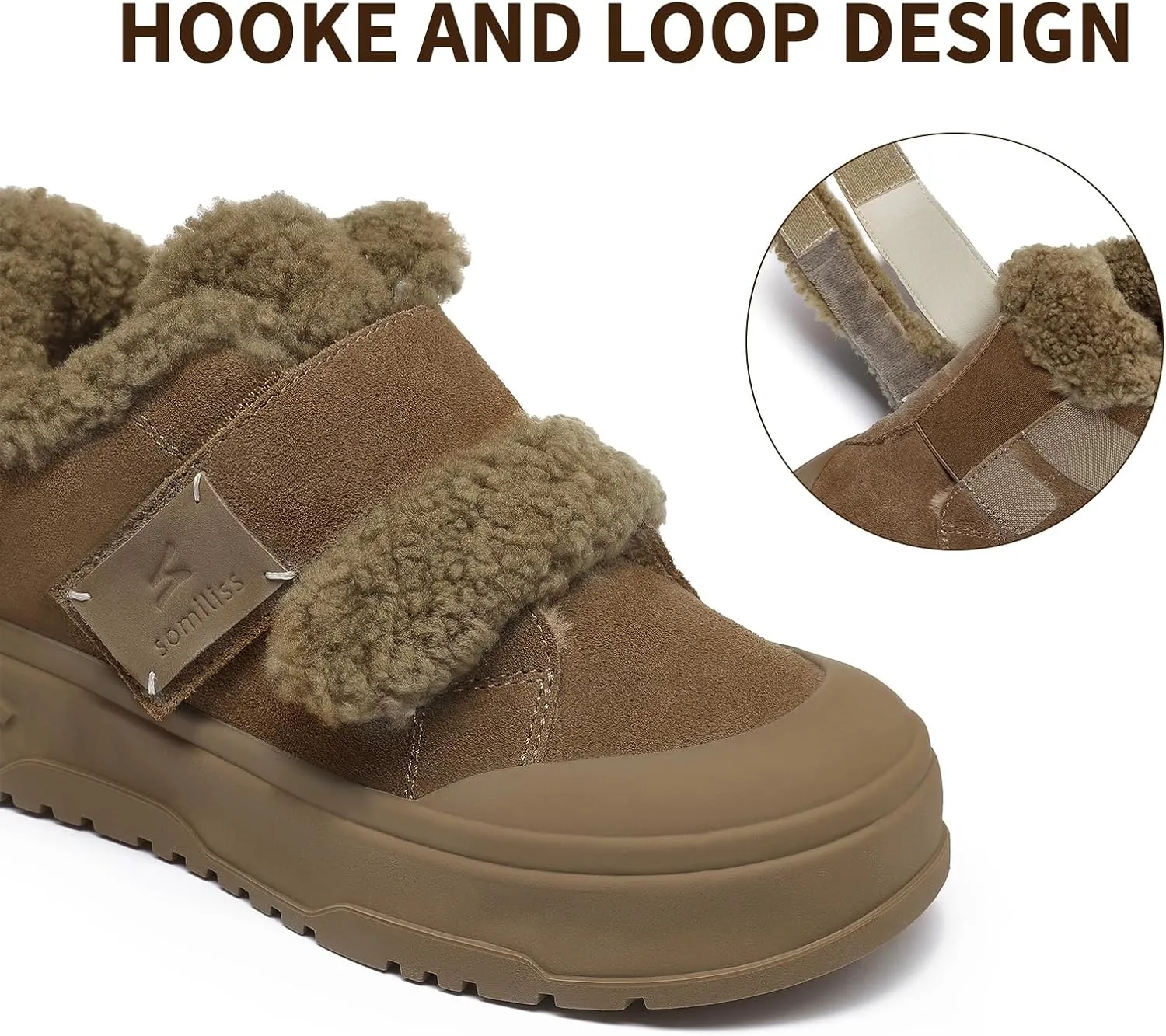 somiliss Sneaker for Women Winter Boots Suede Upper Non-Slip Rubber Outsole Fur Lined Ankle Boots Warm Snow Booties Fashion Sneakers