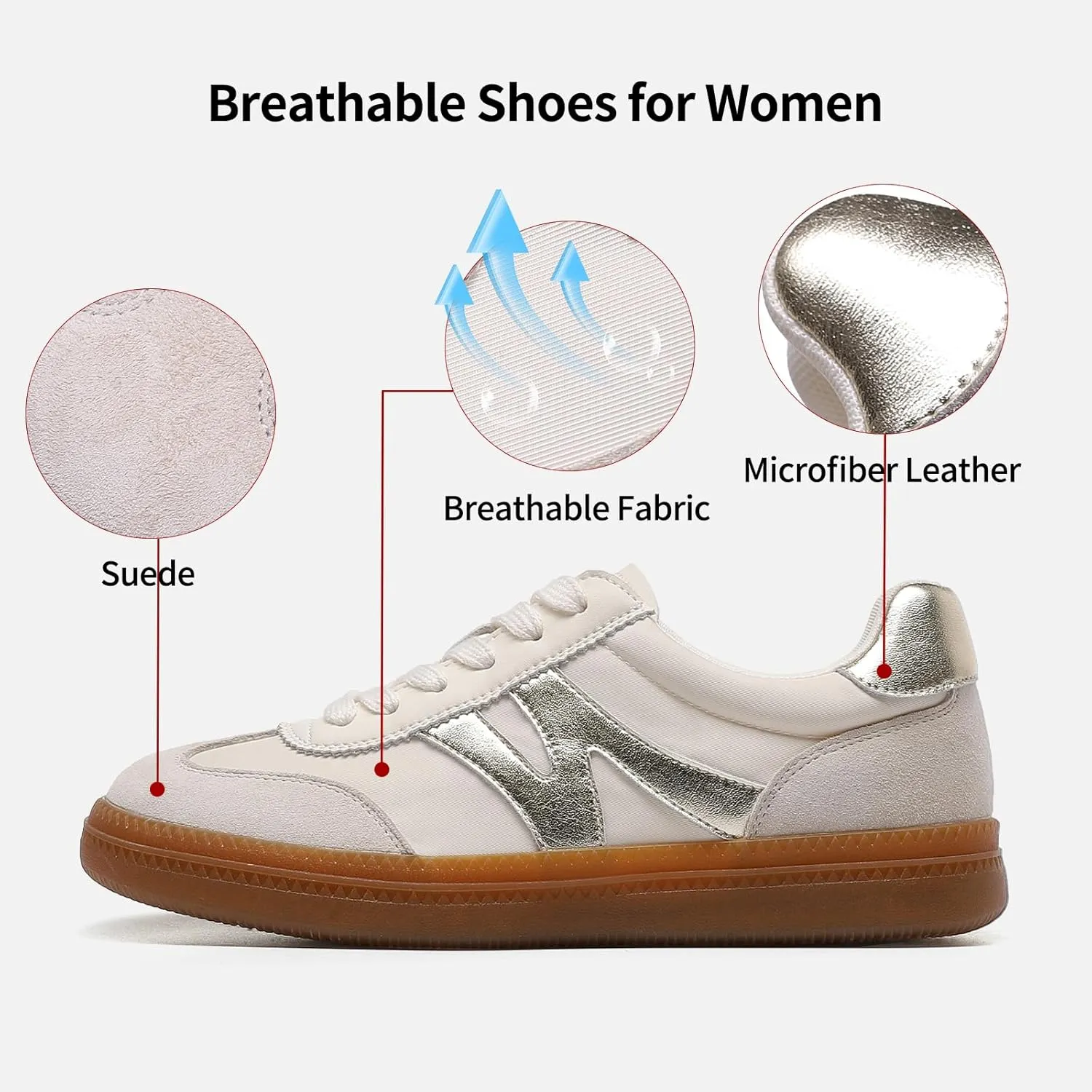 somiliss Womens Shoes Casual Sneakers: Breathable Non-Slip Tennis Walking Shoes Microfiber Leather Suede Fabric 3 in 1 Upper Flats Fashion Sneakers