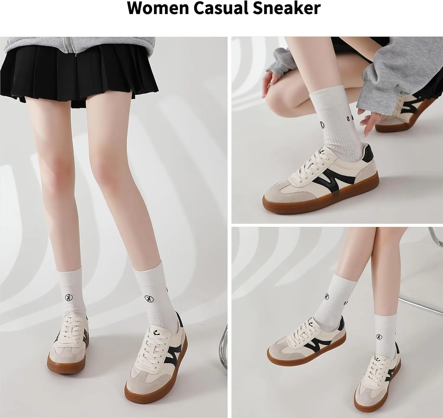 somiliss Womens Shoes Casual Sneakers: Breathable Non-Slip Tennis Walking Shoes Microfiber Leather Suede Fabric 3 in 1 Upper Flats Fashion Sneakers