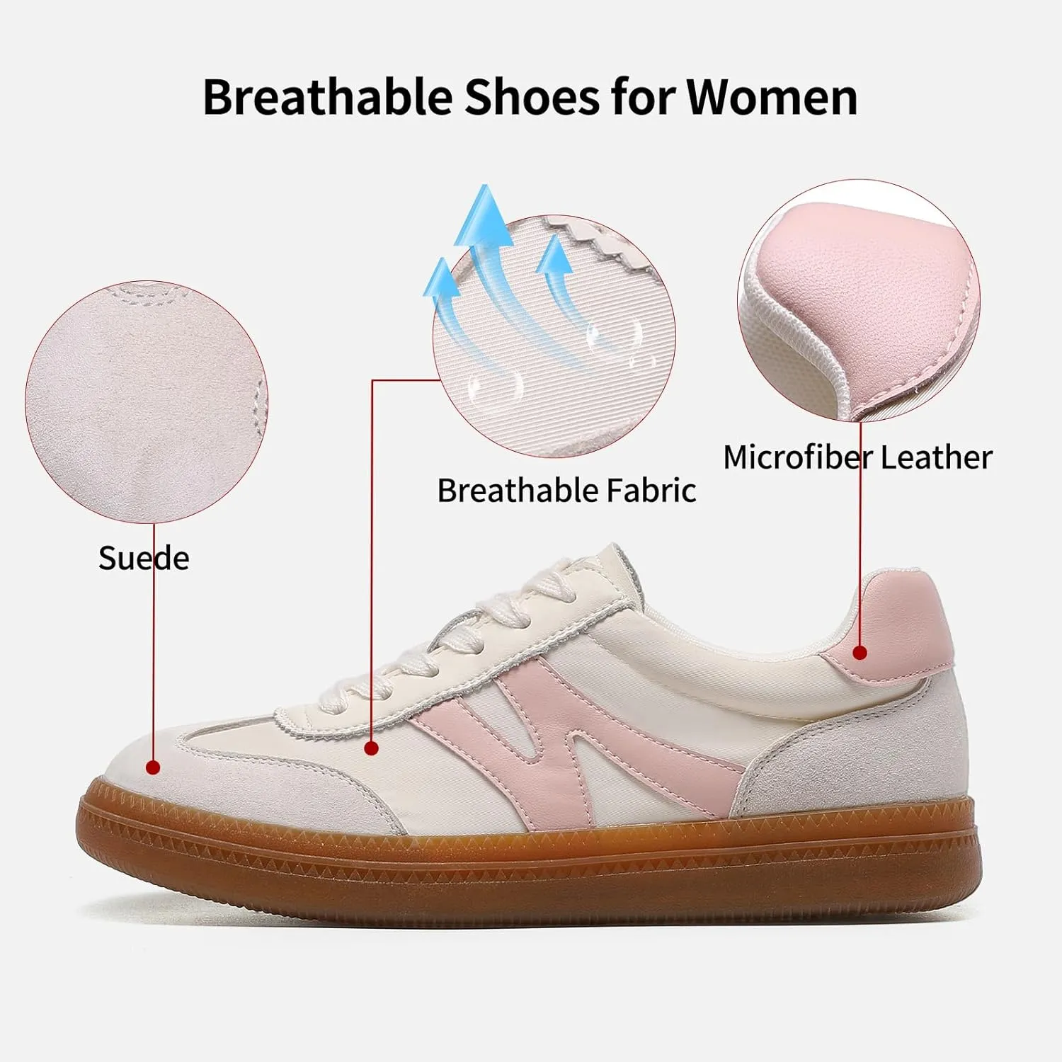somiliss Womens Shoes Casual Sneakers: Breathable Non-Slip Tennis Walking Shoes Microfiber Leather Suede Fabric 3 in 1 Upper Flats Fashion Sneakers