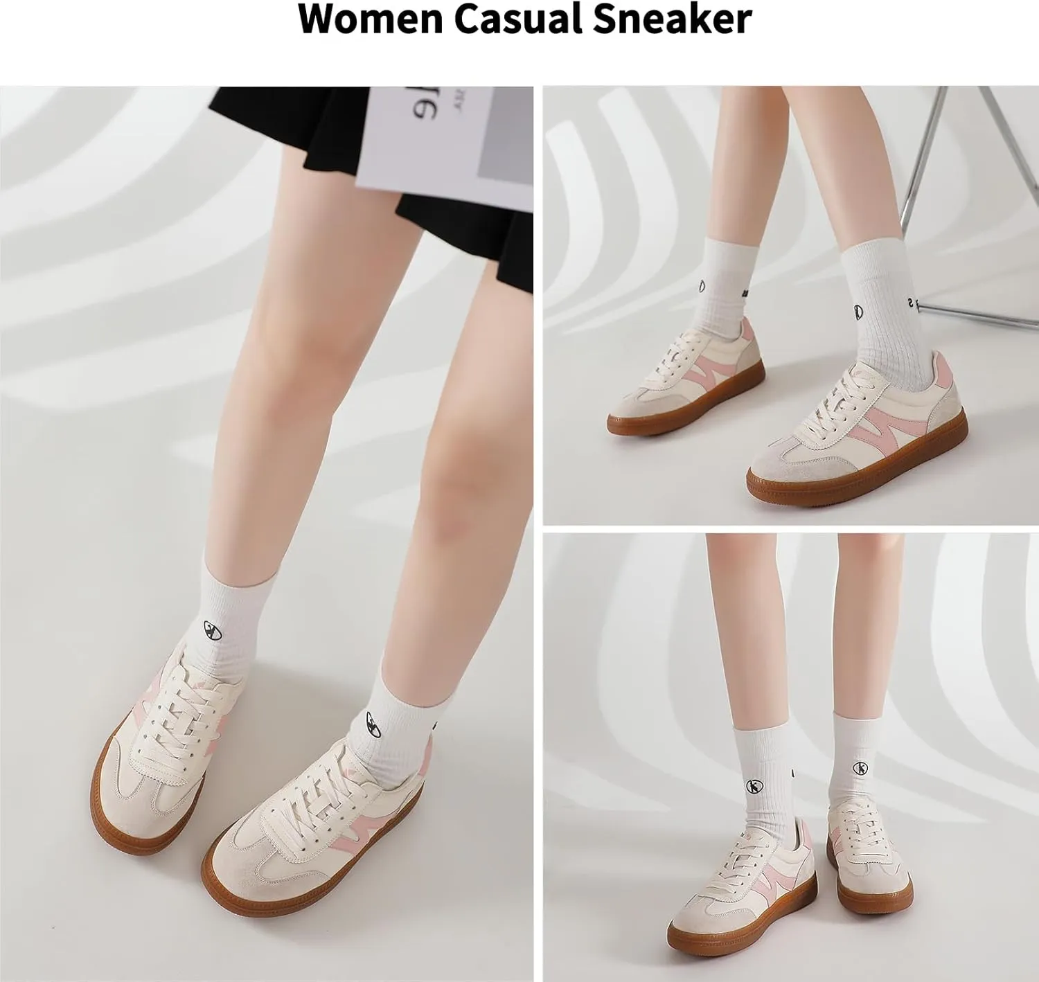 somiliss Womens Shoes Casual Sneakers: Breathable Non-Slip Tennis Walking Shoes Microfiber Leather Suede Fabric 3 in 1 Upper Flats Fashion Sneakers