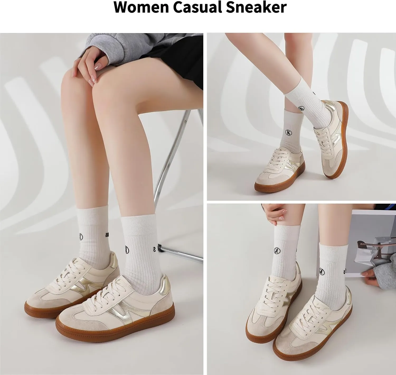somiliss Womens Shoes Casual Sneakers: Breathable Non-Slip Tennis Walking Shoes Microfiber Leather Suede Fabric 3 in 1 Upper Flats Fashion Sneakers
