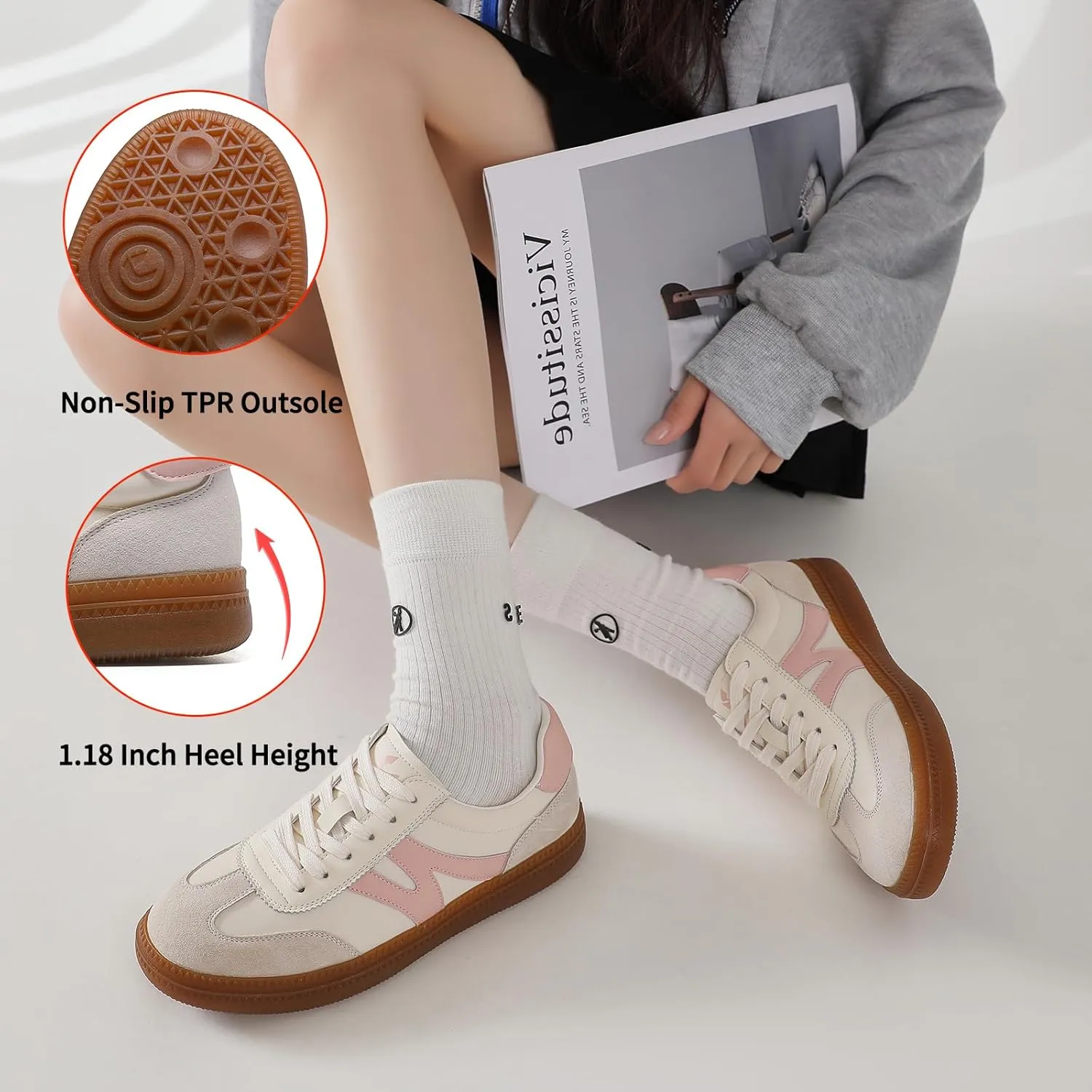 somiliss Womens Shoes Casual Sneakers: Breathable Non-Slip Tennis Walking Shoes Microfiber Leather Suede Fabric 3 in 1 Upper Flats Fashion Sneakers