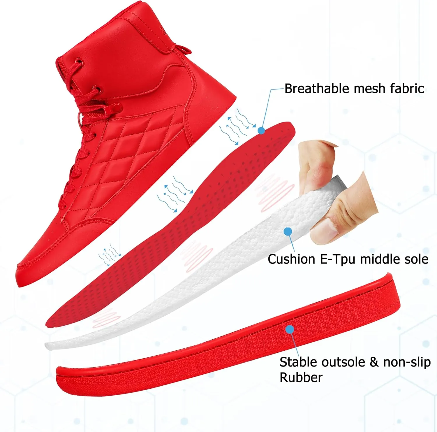 Soulsfeng Men's Women's High Top Sneakers Leather Ankle Boots Lace Up Walking Tennis Shoes
