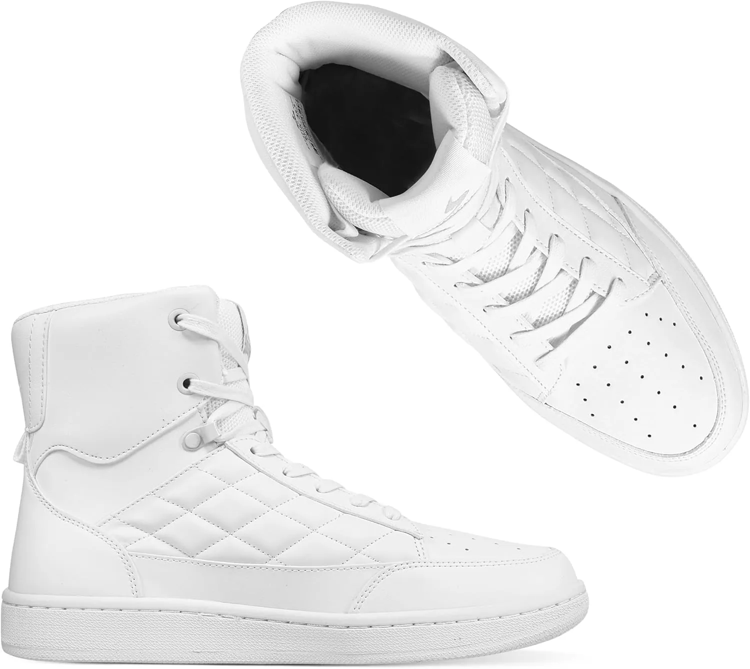 Soulsfeng Men's Women's High Top Sneakers Leather Ankle Boots Lace Up Walking Tennis Shoes