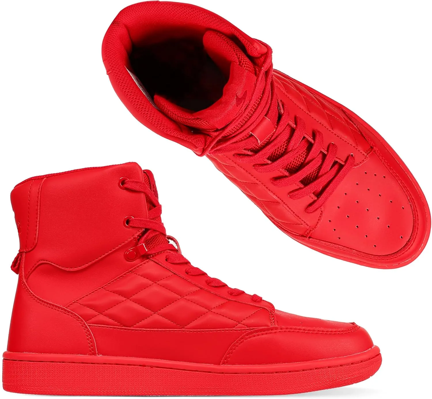 Soulsfeng Men's Women's High Top Sneakers Leather Ankle Boots Lace Up Walking Tennis Shoes