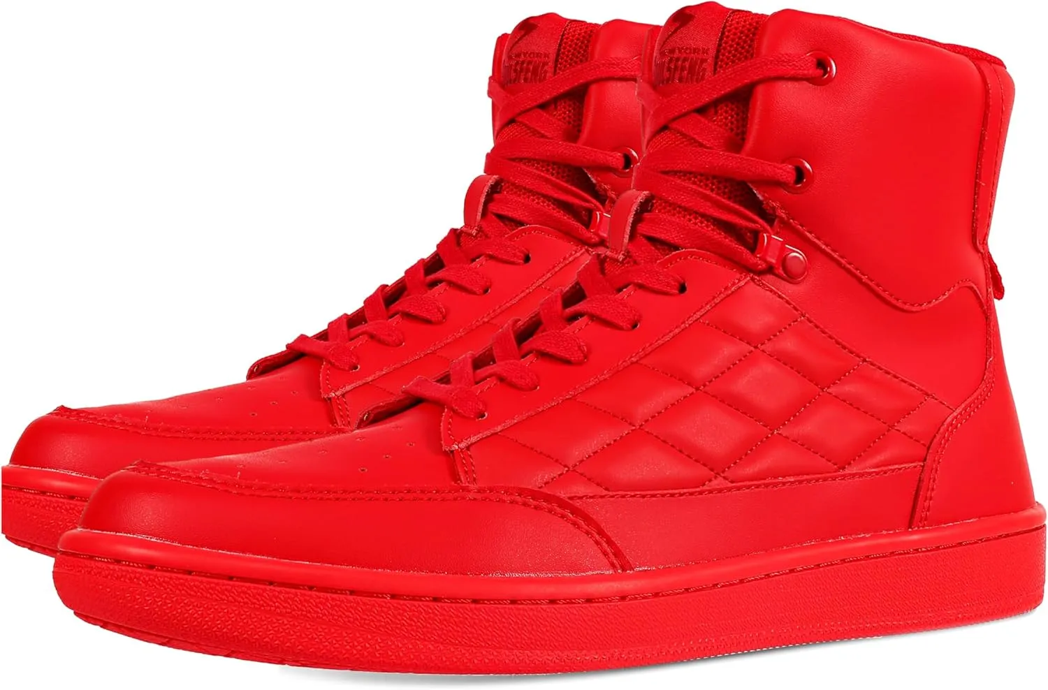 Soulsfeng Men's Women's High Top Sneakers Leather Ankle Boots Lace Up Walking Tennis Shoes