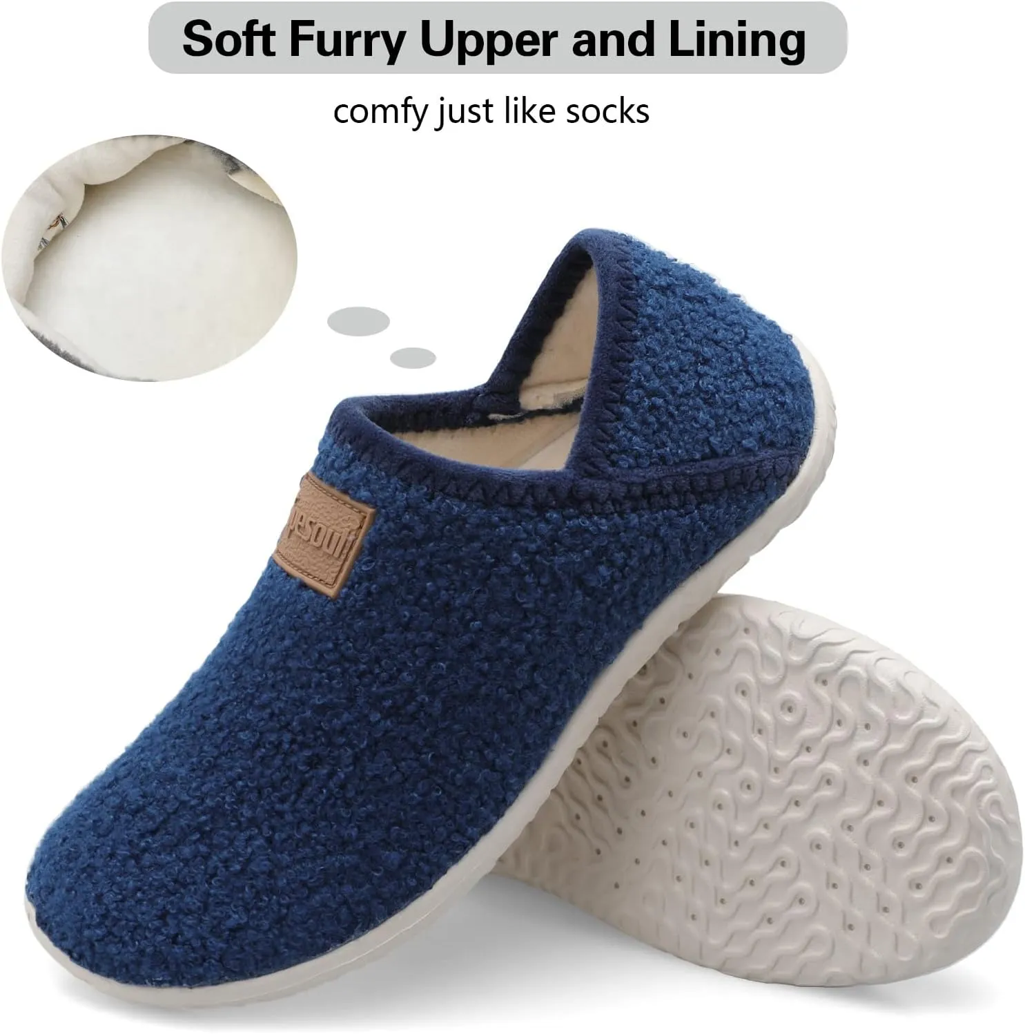 Spesoul Fuzzy House Slippers for Women Men Indoor Closed Back Lightweight Cozy Faux Furry Lining Barefoot House Shoes Slipper Socks for Bedroom Home Office Yoga Outdoor Walking Shoes