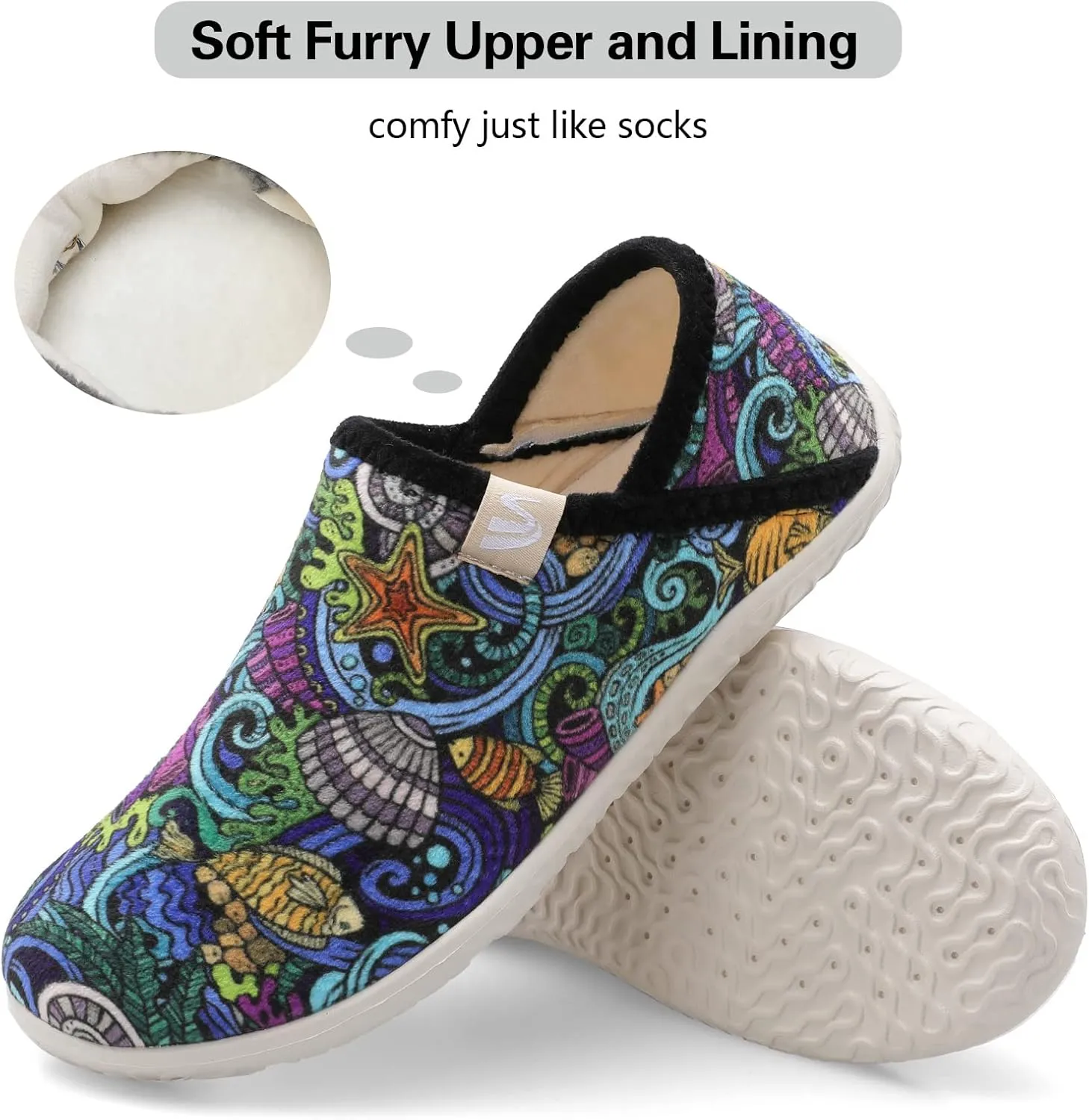 Spesoul Fuzzy House Slippers for Women Men Indoor Closed Back Lightweight Cozy Faux Furry Lining Barefoot House Shoes Slipper Socks for Bedroom Home Office Yoga Outdoor Walking Shoes