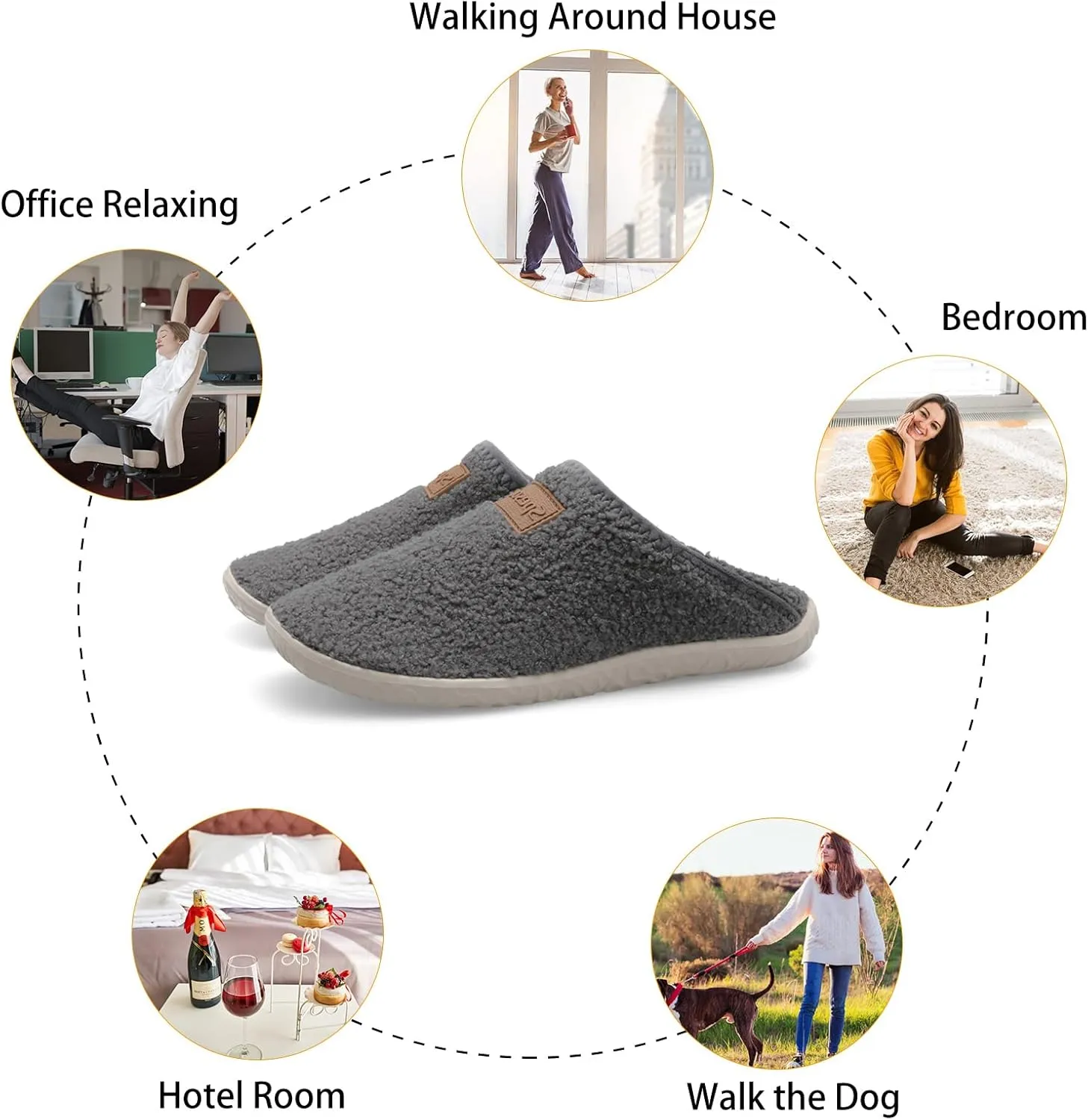 Spesoul Fuzzy House Slippers for Women Men Indoor Closed Back Lightweight Cozy Faux Furry Lining Barefoot House Shoes Slipper Socks for Bedroom Home Office Yoga Outdoor Walking Shoes